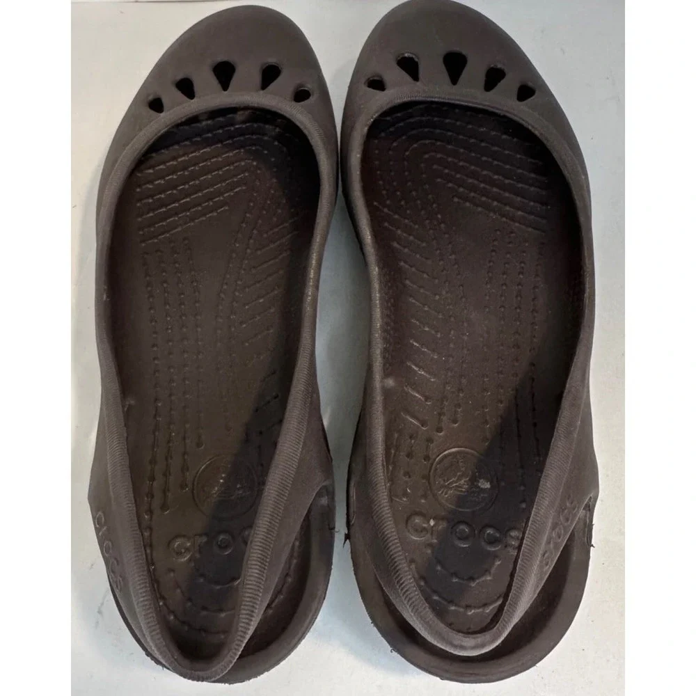 Crocs Brown Malindi Ballet Slip-ons Slingback Flat Shoes‎ Women 9 Chocolate